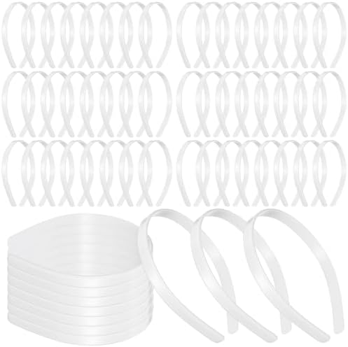 Hotop Plastic Headbands Bulk No Teeth Plain for Women,1/2 Inch Wide,White