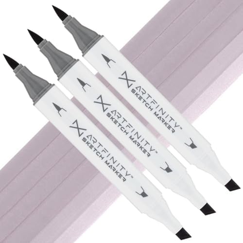 Artfinity Sketch Markers - Set of 3 - Ash Lavender V9-4, Vibrant, Professional, Dye-Based Alcohol Markers for Artists, Drawing, Travel, & More