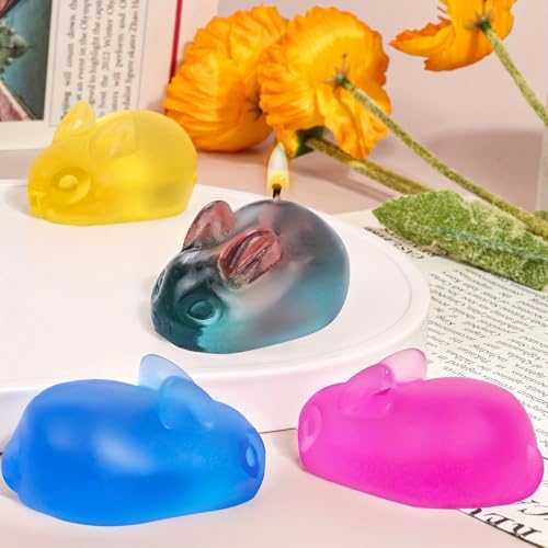 Blingfun Gel Wax Candle Making Kit with 7 Colors Jelly Wax, Rabbit Mold, Wicks, Wick Stickers, Drill - DIY Scented Candle Fun Craft Supplies for Home Decor