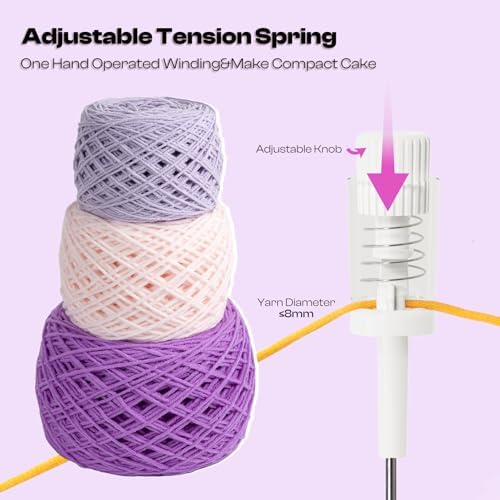 Caydo Manual Yarn Winder with Tension Spring for Tight Winding 4-7oz Cake