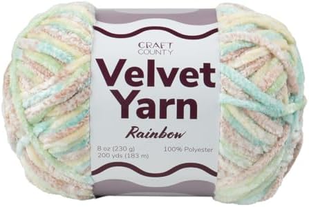 Craft County Bulky 5 Velvet Yarn – Super Soft Polyester Yarn for Blankets, Home Décor, and More!