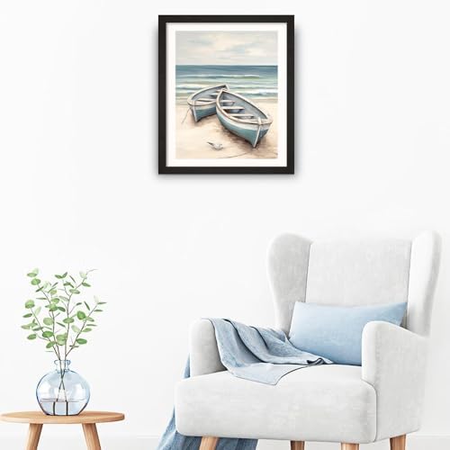 Natuyalo Paint by Numbers for Adults Beginner, Boat on the Beach Acrylic Easy Paint by Numbers Kits Craft Kits for Adults Suitable for Home Wall Decoration Flameless 16x20 Inch