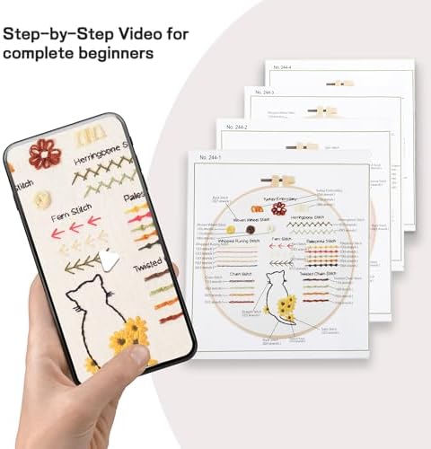 JOINRUN Beginner Embroidery Kit for Adults, 4 Pack with Video Tutorial
