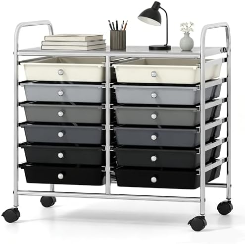 COSTWAY 12-Drawer Rolling Storage Cart, Utility Storage Organizer Cart