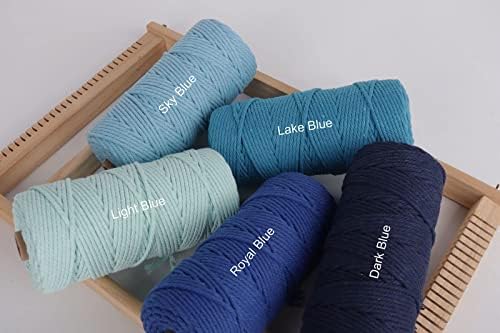 NOANTA Blue Macrame Cord 2mm x 220yards, Colored Cotton Rope Macrame Yarn