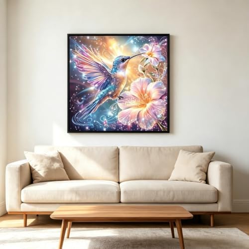 Diamond Art Kits for Adults,Hummingbird Flower Diamond Painting Kit