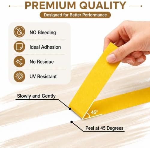 Yellow Painters Tape 1 Inch Wide, 25 Yards x 3 Rolls Masking Tape