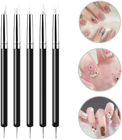 10 Pcs Silicone Clay Sculpting Tools Set, Double-Ended Dotting Tools & Silicone Brushes for Polymer Clay, Air Dry Clay, Pottery & DIY Crafting-Black