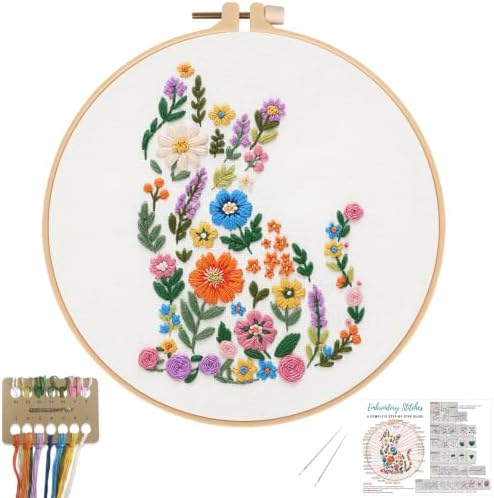 Nuberlic Embroidery Kit for Beginner,Floral Embroidery Practice Kit