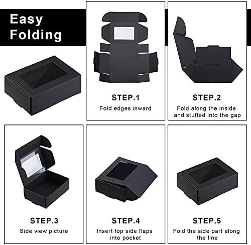 Zonon 30 Pcs Mini Kraft Soap Boxes with Window Homemade,Black