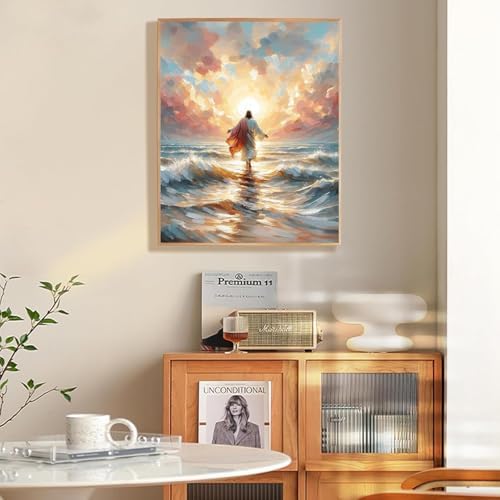 Jesus Paint by Numbers Kit for Adults Framed Canvas 12X16 in, Frameworkless