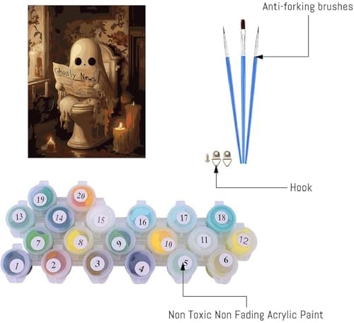 AIBOERL Paint by Numbers Kit for Adults Beginner,HalloweenGhost,12X16In