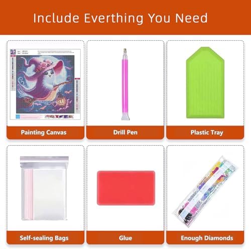Axquilon Halloween Ghost Diamond Art Kits for Adults 12x12 inch