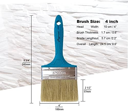 Magimate Stain Brush 4-inch Chip Brush Wide Flat Bristle Paint Brush for Painting Walls, Cabinets, House Touch-ups and dust Cleaning Teal