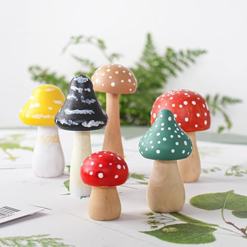 23 Pcs Unfinished Wooden Mushroom Craft Kit with 2 Brushes 9 Sizes