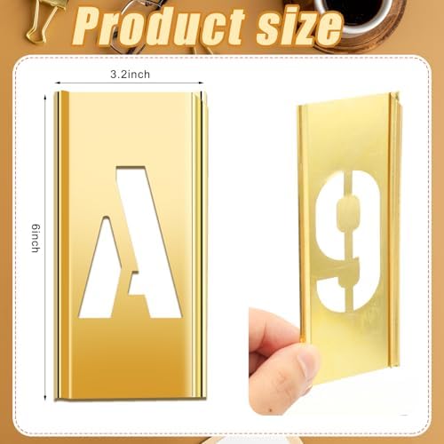 Pelopy 45 Pcs 6 Inch Brass Stencils Letters and Numbers Stencils Set