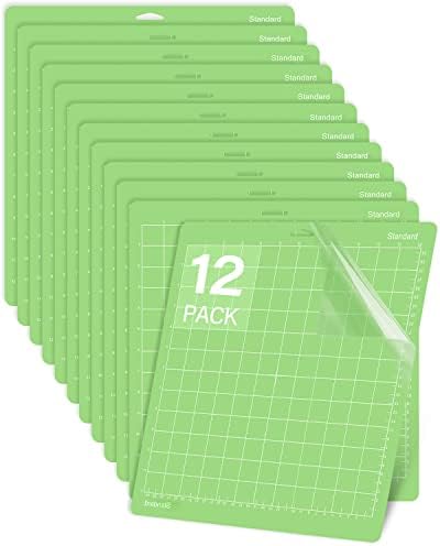 Gwybkq Cutting Mat, Compatible With Maker 3/Maker/Explore 3/Air 2/Air/One 12 Pack 12x12 Cut Mats Replacement Accessories Adhesive Sticky Green Cricket Standard Card