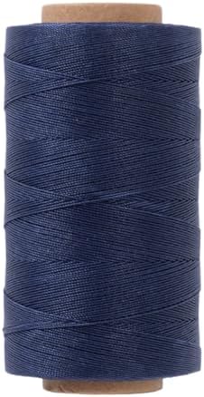 Thin Round Waxed Thread 0.45mm, 600 Yards, Dark Blue, Light Duty Polyester Wax Coated String for Leather Sewing, Upholstery, Beading, Micro Knotting, Bracelets and Macrame Jewelry Making