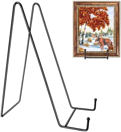 Kruodop 4 pack of 12 inch plate stands for display, black metal frame holder stands for plates, picture frames, books, small easels, decorative plates, photos, platters, and tabletop art(black)