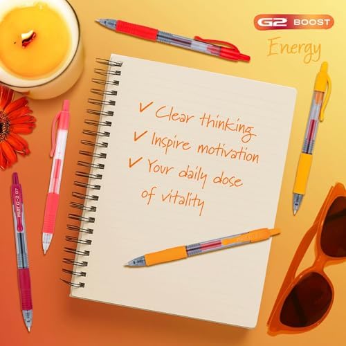 PILOT G2 Gel Roller Pens, G2 Boost Red Pens Pack, 8 Pack Pouch, Assorted