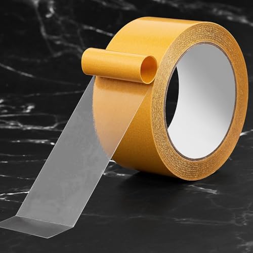 Ultra-Thin Clear Double Sided Tape Heavy Duty 2Inch X 66Feet Two Sides Strong Stick Mounting Adhesive Tape For Rug Fixed,DIY Crafts,Poster,Arts,Fixed Clothes,Paste Photo,Scrapbook,Gift Wrap,Woodworker