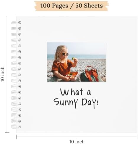 Scrapbook Photo Album 10"x10" 50 Sheets 100 Pages Hardcover Kraft Paper