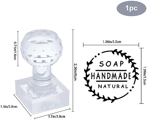 PH PandaHall Handmade Soap Stamp, Letter Stamping Imprint Stamp 1.3 Inch Square Natural Soap Chapter Soap Stamp with Handle for DIY Handmade Soap Envelope Invitation Cards Craft Making