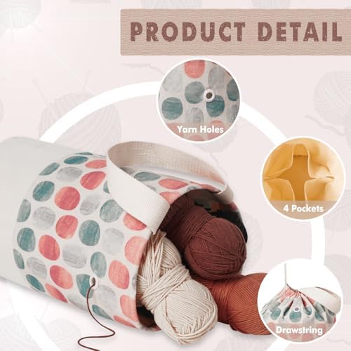TOGETRUE Yarn Bag, Knitting Crochet Bag, Portable Yarn Storage Bags Organizer for Crocheting Project, Store Skein Ball, Short Knitting Needle (Large, Point Shape)