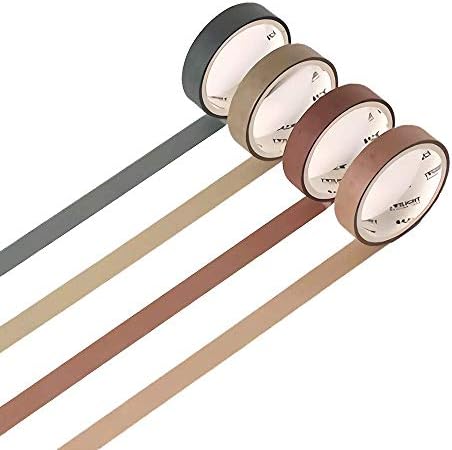 YUBBAEX Natural Color Washi Tape Set 4 Rolls Decorative Tapes for Arts, DIY Crafts, Journals, Planners, Scrapbooking, Wrapping -Neutral Color- (4-Grey Green)