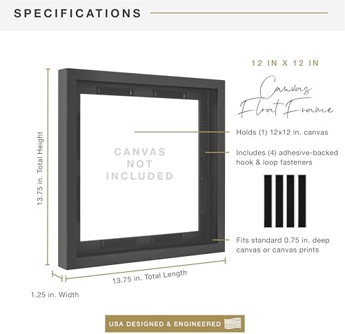 MCS Canvas Float Frame, 12x12, Black, 1-Pack