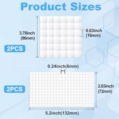 Joez Wonderful 4 Sheets Foam Adhesive Squares, 0.63in & 0.24in, White