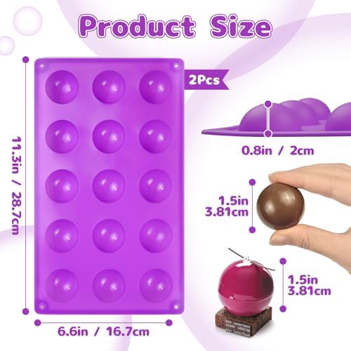 Semi Sphere Silicone Molds 15-Cavity, Half Sphere Silicone Baking Molds