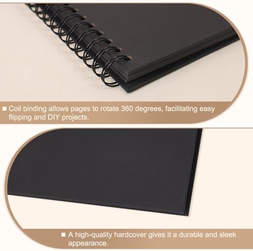 Scrapbook Album 10x10 Inches 100 Pages Hardcover Kraft Paper Black