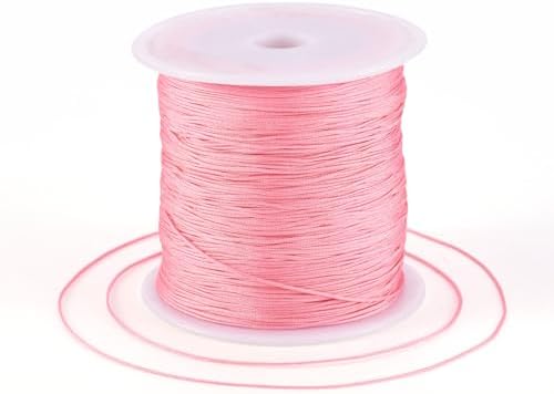 150 Yards 0.5mm Braided Nylon Crafting Thread Chinese Knotting Beading String Macrame Cord Rope for Necklace Bracelet Jewelry Craft Making, Light Coral