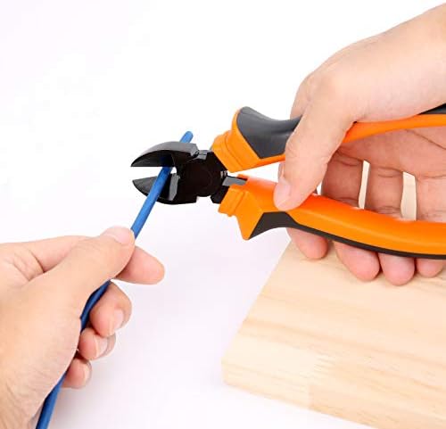 BOENFU Wire Cutters Heavy Duty Side Cutters 7.5 Inches CRV Steel, Comfort Grip Diagonal Cutting Pliers for Floral Wire, Crafting, Chicken Wire, Orange