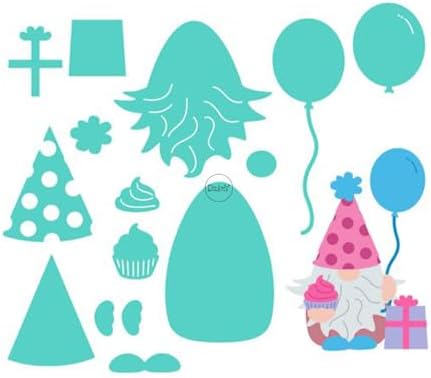 Patchwork Elf Balloon Cake Metal Cutting Dies for Card Making
