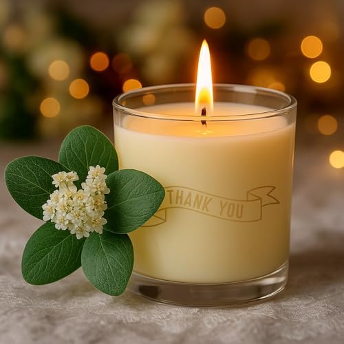 Ziliny 10 Pcs Thank You Glass Candle Jars Empty Containers Bulk 7 oz Glass Jars with Cork Lids Tins for Holiday Candle Making Storing Biscuits Tea Party Favors