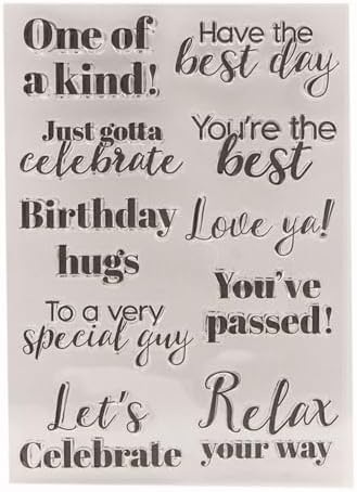 One of A Kind Let is Celebrate You are Passed Happy Birthday Clear Stamps Transparent Silicone Stamp Album Cards Rubber Stamp for Card Making Decoration and DIY Scrapbooking