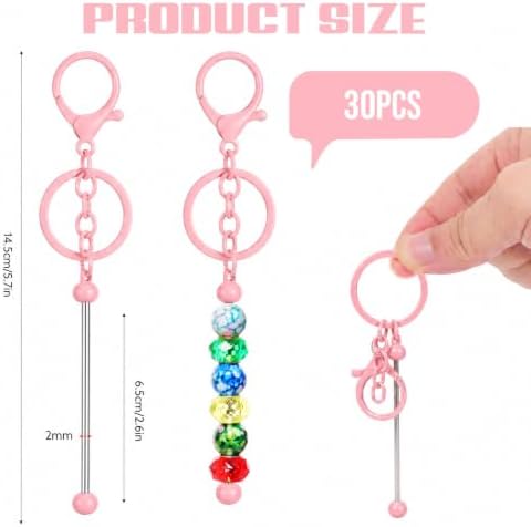30Pcs Blank Beadable Keychain Bars Bulk Blank Metal Keychain