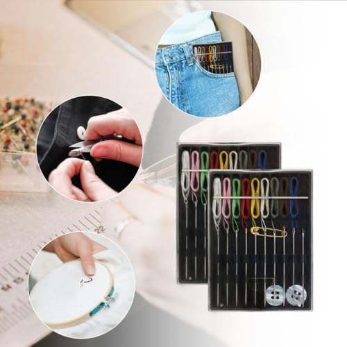 QHAJRYYC 2 Boxes Easy Pre Threaded Needle Kit, Prethreaded Sewing Kits