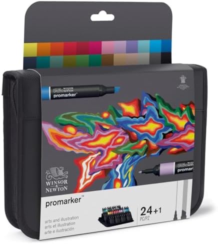 Winsor & Newton ProMarker Set, 24 Count, Arts & Illustration Wallet