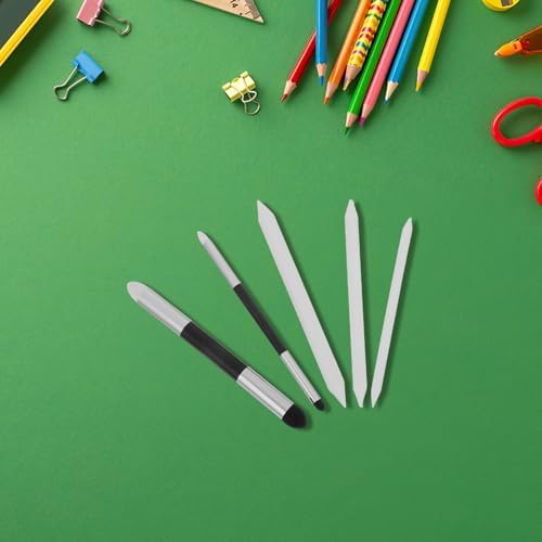 Totority 5pcs Double Headed Sketch Blender Pen Set with Sponge and Paper Tortillions for Shadow Blending and Precise Control, Reusable Drawing Tools for Artists and Students