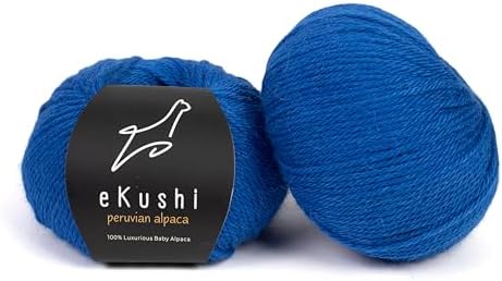 100% Baby Alpaca Yarn for Knitting & Crocheting - Set of 2 Skeins of Premium Yarn DK - Lightweight, Hypoallergenic & Thermal Peru Made - Ideal for Delicate Projects (BL608 - Cobalt Blue)