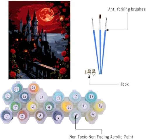 AIBOERL Paint by Numbers Kit for Adults Beginner, Halloween Castle, 12X16In