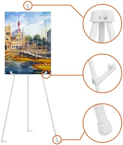 ARTASY 63" Easel Stand for Wedding Signs, White, 1 Pack with Carry Bag
