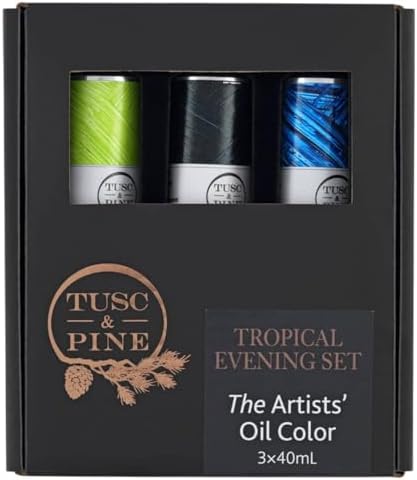 Tusc & Pine Artist Oil Paint - Tropical Evening, Set of 3 40 ml, Non-Yellowing, Rich & Creamy Consistency, Maximum Pigment Load, Small Batch Milled Oil Paints Made in the USA for Professional Artists