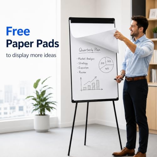 Magnetic Whiteboard Easel Dry Erase Board with Tripod Stand, 36"x24", Black