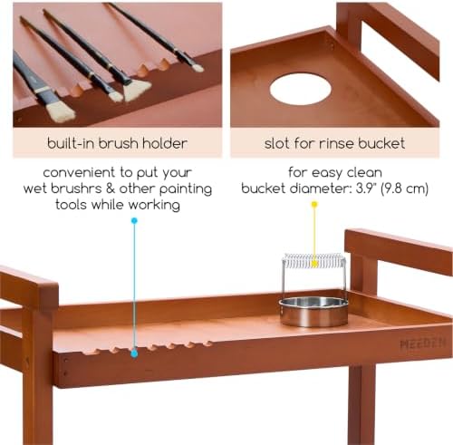 MEEDEN Rolling Art Supply Cart: Solid Beech Wood 3-Tier Storage Trolley