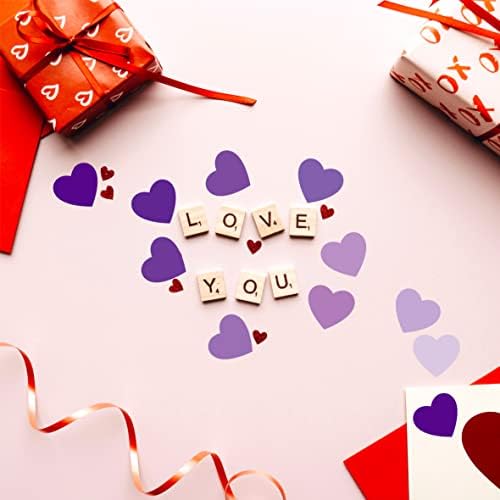 1200 PCS Purple Heart-shaped Stickers, 10 Gradient Purple Designs Self-adhesive Labels with Perforation Line in Roll, Use for Valentine's Day,Award Charts, Teachers & Classrooms, Bookmarks (3/4" Each)