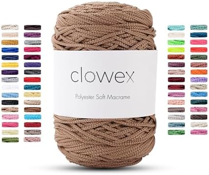 Polyester Soft Macrame Cord 2.5-3mm, 191 Yards x 1/9 inc Turkish Polyester Rope, Braided Macrame Yarn for DIY Crafts, Plant Hanger, Wall Hanging, Macrame Bag